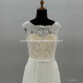 lace applique women's natrual A line wedding dresses without train